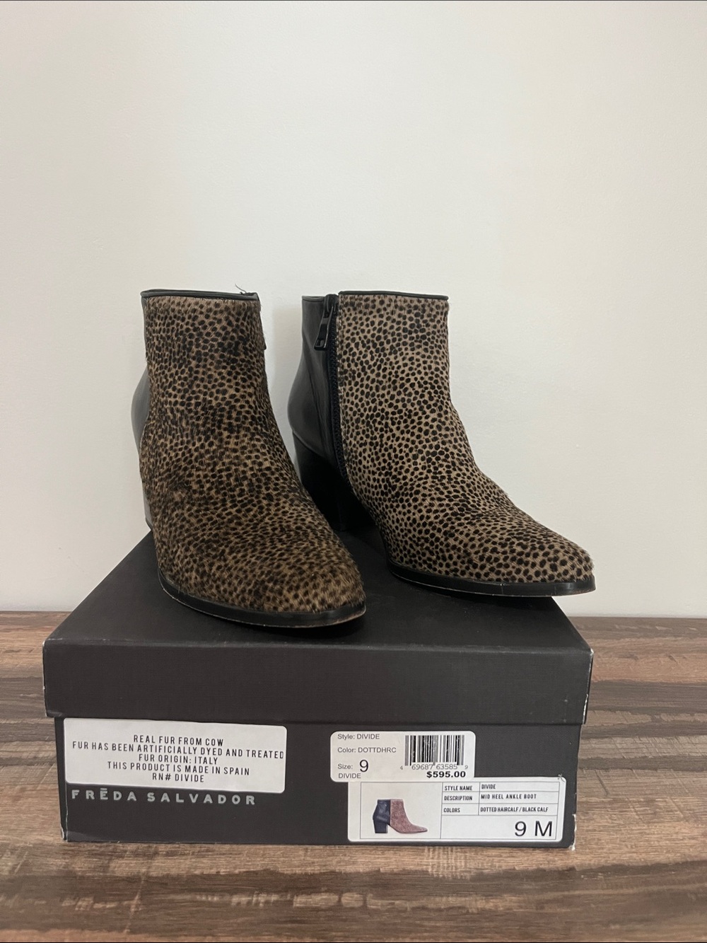 Freda Salvador Leopard-Print Ankle Booties in Brown and Black